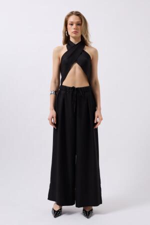 Düşük Bel Oversize Keten Pantolon - 2