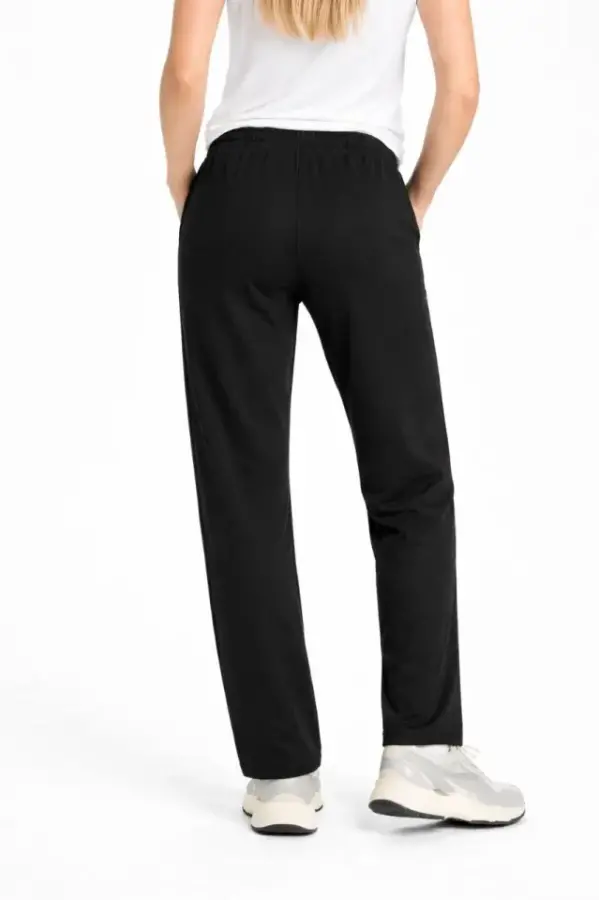 Düz Paça Beli Lastikli İpli Günlük Spor Eşofman Altı Rahat Fit - Siyah - 4