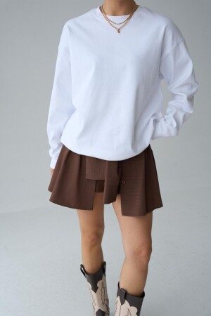 Düz SweatShirt - Beyaz - 1
