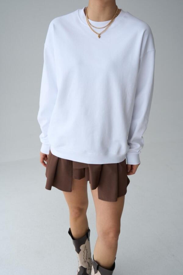 Düz SweatShirt - Beyaz - 2