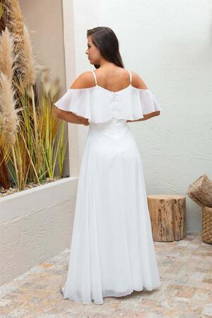 Ecru Strappy Long Wedding Dress and Outdoor Shooting Dress - 5