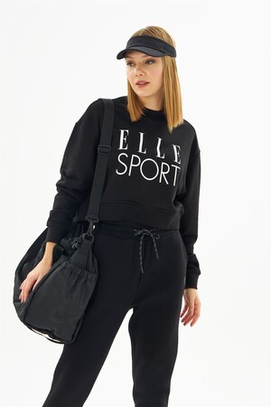 ELLE Sport Beyaz Baskılı Kadın Crop Sweatshirt - 3