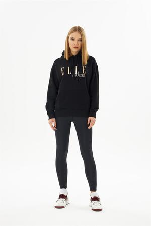 ELLE Sport Black Gilded Women's Hooded Sweatshirt with Pockets - 4