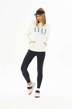 ELLE Sport Black Printed Women's Hooded Sweatshirt with Pockets - 1