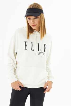 ELLE Sport Black Printed Women's Hooded Sweatshirt with Pockets - 2