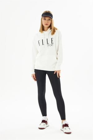 ELLE Sport Black Printed Women's Hooded Sweatshirt with Pockets - 4