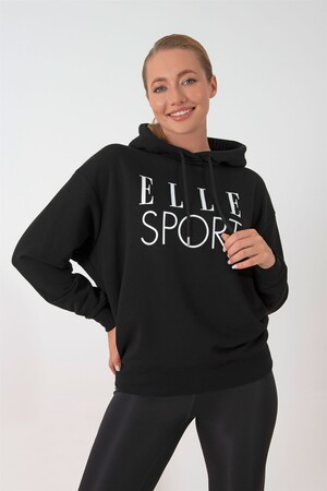 ELLE Sport White Printed Women's Hooded Sweatshirt - 2