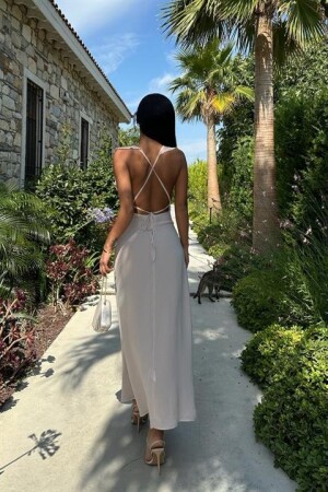 Emaline Sırt Dekolteli Şifon Elbise 2465-08 - 2