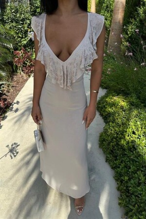 Emaline Sırt Dekolteli Şifon Elbise 2465-08 - 3