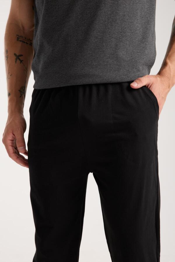 Erkek Antrasit Düğmeli Yaka Kısa Kol Pijama Takımı - 4