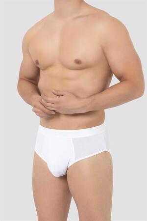 Erkek Bambu Slip Külot Düz Beyaz 3'lü Paket - 2