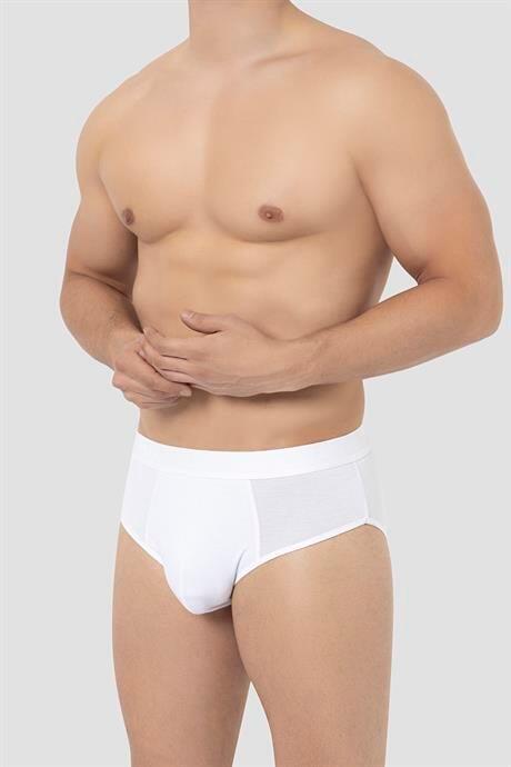 Erkek Bambu Slip Külot Düz Beyaz 3'lü Paket - 2