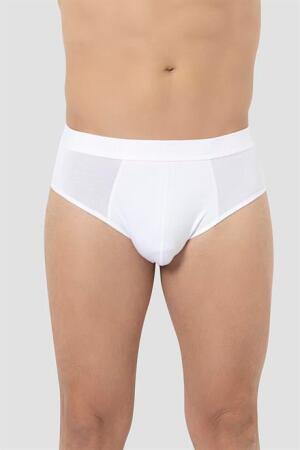 Erkek Bambu Slip Külot Düz Beyaz 3'lü Paket - 3