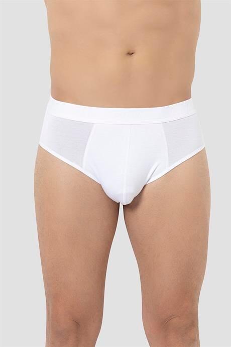 Erkek Bambu Slip Külot Düz Beyaz 3'lü Paket - 3