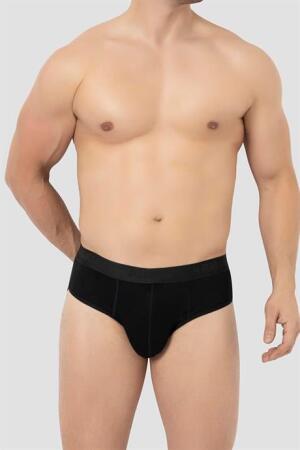 Erkek Bambu Slip Külot Düz Siyah 3'lü Paket - 2