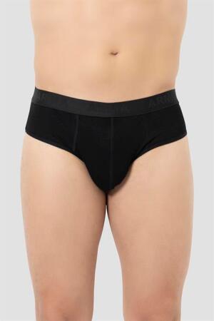 Erkek Bambu Slip Külot Düz Siyah 3'lü Paket - 3
