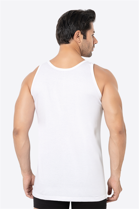 Erkek Beyaz Bambu Atlet 2'li Paket Yumuşak Esnek İnce Kumaş Nefes Alan Atlet - 4