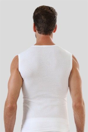 Erkek Beyaz Tişört V Yaka Sıfır Kol Kolsuz Atlet Body 2'li Paket %100 Pamuk - 4