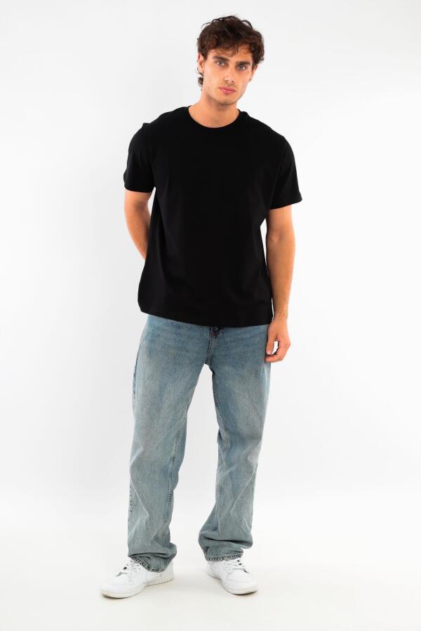 Trend42plus Erkek Bisiklet Yaka %100 Pamuk Siyah T-Shirt - 2