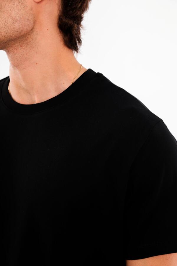Trend42plus Erkek Bisiklet Yaka %100 Pamuk Siyah T-Shirt - 4