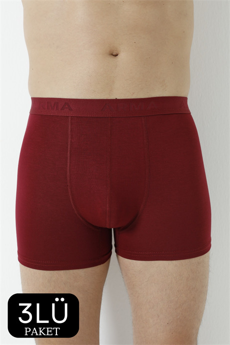 Erkek Bordo Bambu Boxer 3'lü Paket - 2