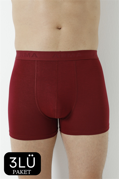 Erkek Bordo Bambu Boxer 3'lü Paket - 2