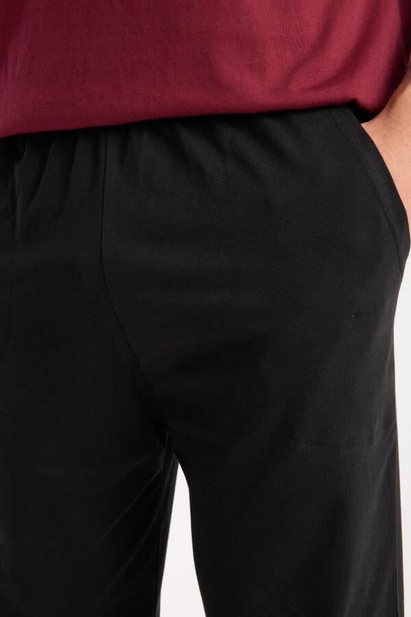 Erkek Bordo Düğmeli Yaka Kısa Kol Pijama Takımı - 6