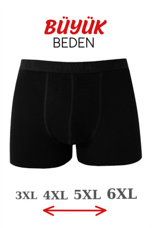 Erkek Büyük Beden Likralı Boxer Siyah - 1