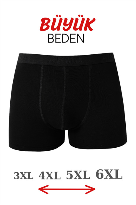 Erkek Büyük Beden Likralı Boxer Siyah - 1
