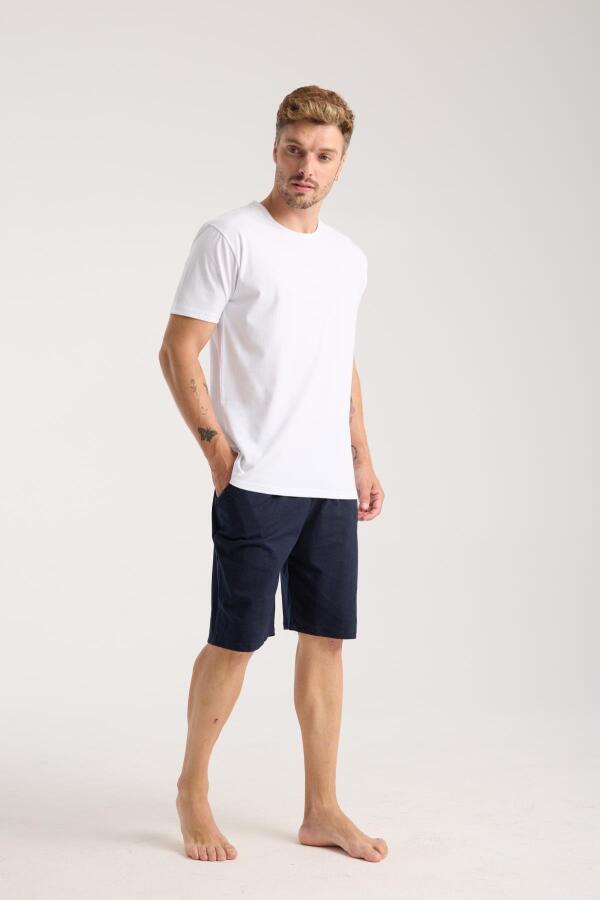 Akbeniz Erkek Cepli Lakost Pamuk Penye Şort Lacivert - 1