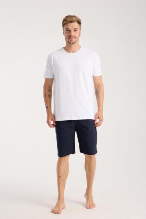 Akbeniz Erkek Cepli Lakost Pamuk Penye Şort Lacivert - 4