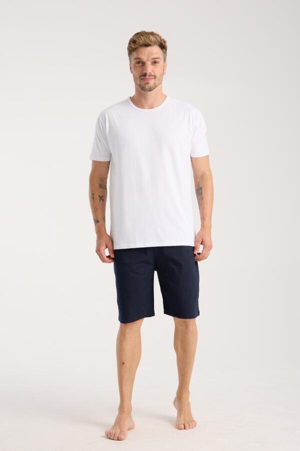 Akbeniz Erkek Cepli Lakost Pamuk Penye Şort Lacivert - 4