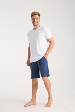 Akbeniz Erkek Cepli Lakost Pamuk Penye Şort Lacivert - 1