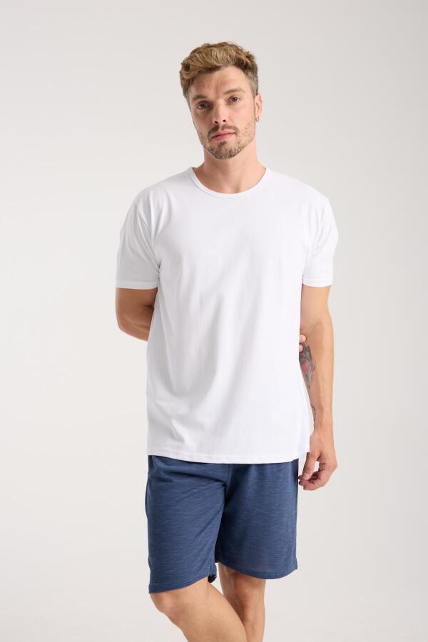 Akbeniz Erkek Cepli Lakost Pamuk Penye Şort Lacivert - 3