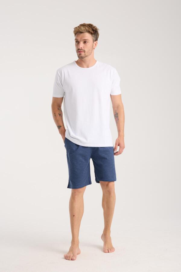 Akbeniz Erkek Cepli Lakost Pamuk Penye Şort Lacivert - 4