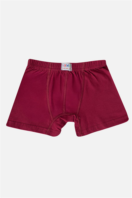 Erkek Çocuk Düz Pamuklu Likralı Bordo Boxer 6'lı Paket - 4