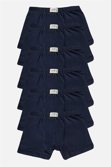 Erkek Çocuk Düz Pamuklu Likralı Lacivert Boxer 6'lı Paket - 3