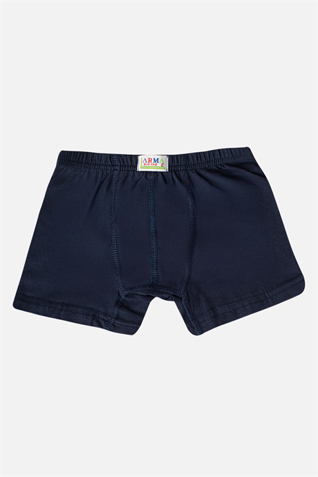 Erkek Çocuk Düz Pamuklu Likralı Lacivert Boxer 6'lı Paket - 4