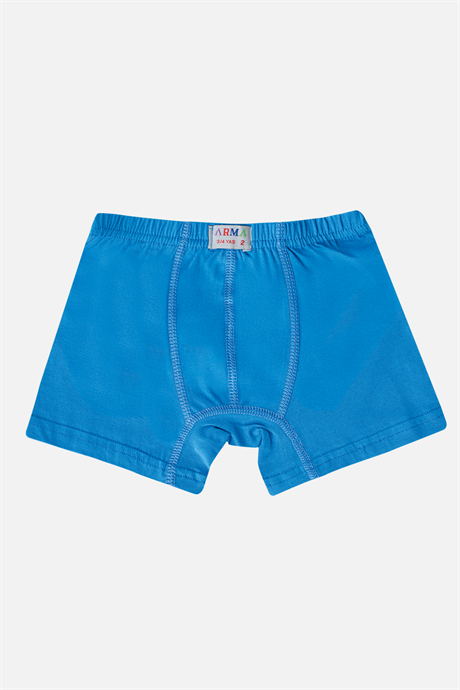 Erkek Çocuk Düz Pamuklu Likralı Mavi Boxer 6'lı Paket - 2