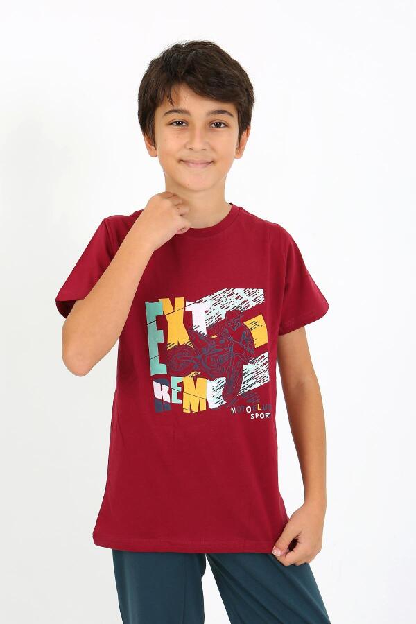 Erkek Çocuk Kısa Kol Penye Pijama Takım 20758 Bordo - 3