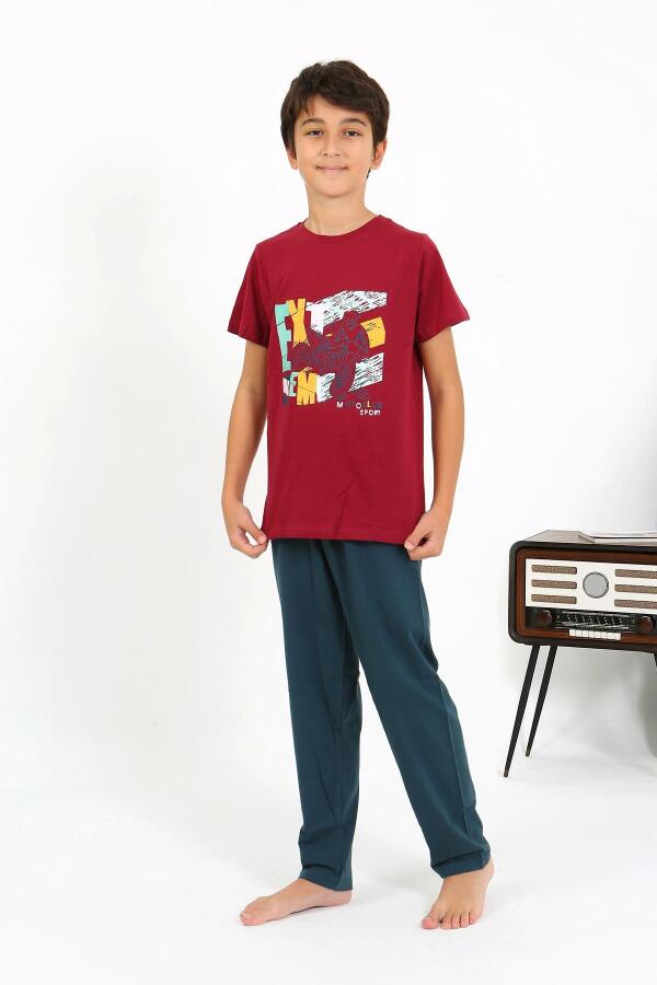 Erkek Çocuk Kısa Kol Penye Pijama Takım 20758 Bordo - 4