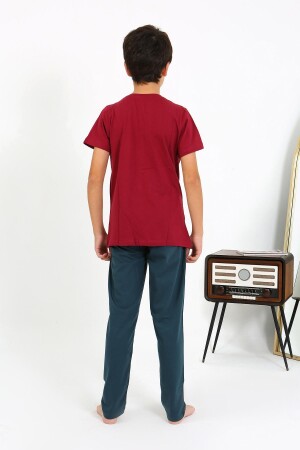 Erkek Çocuk Kısa Kol Penye Pijama Takım 20758 Bordo - 5