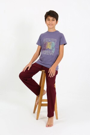 Erkek Çocuk Kısa Kol Penye Pijama Takım 20758 Mor - 1