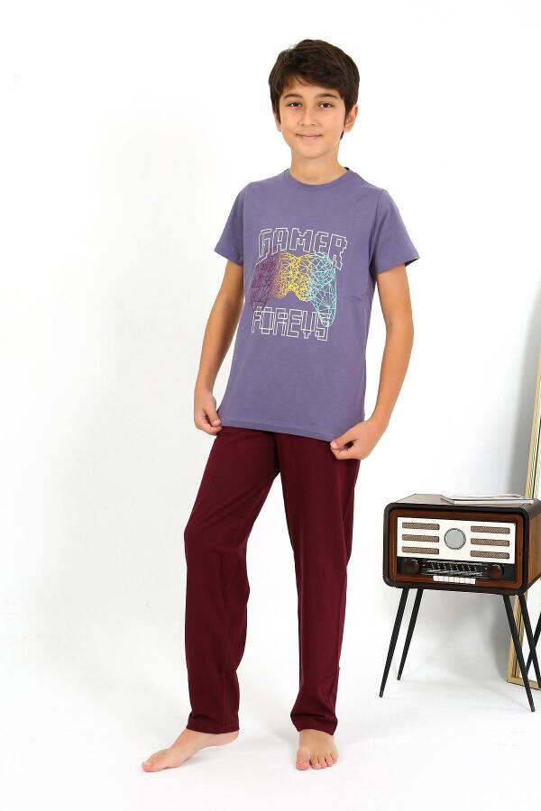 Erkek Çocuk Kısa Kol Penye Pijama Takım 20758 Mor - 2