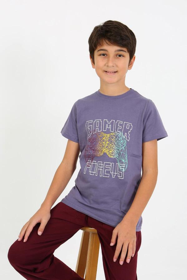 Erkek Çocuk Kısa Kol Penye Pijama Takım 20758 Mor - 6