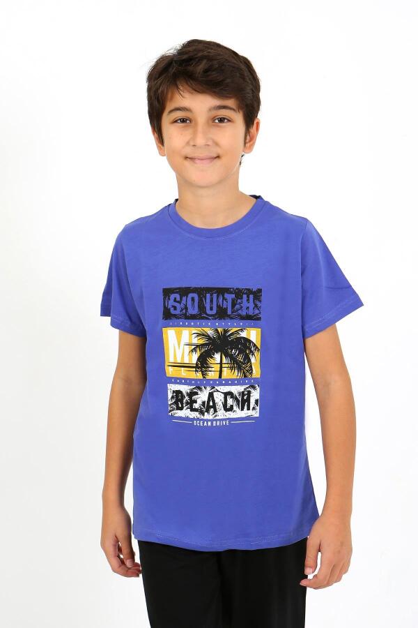 Erkek Çocuk Kısa Kol Penye Pijama Takım 20758 Saks - 2