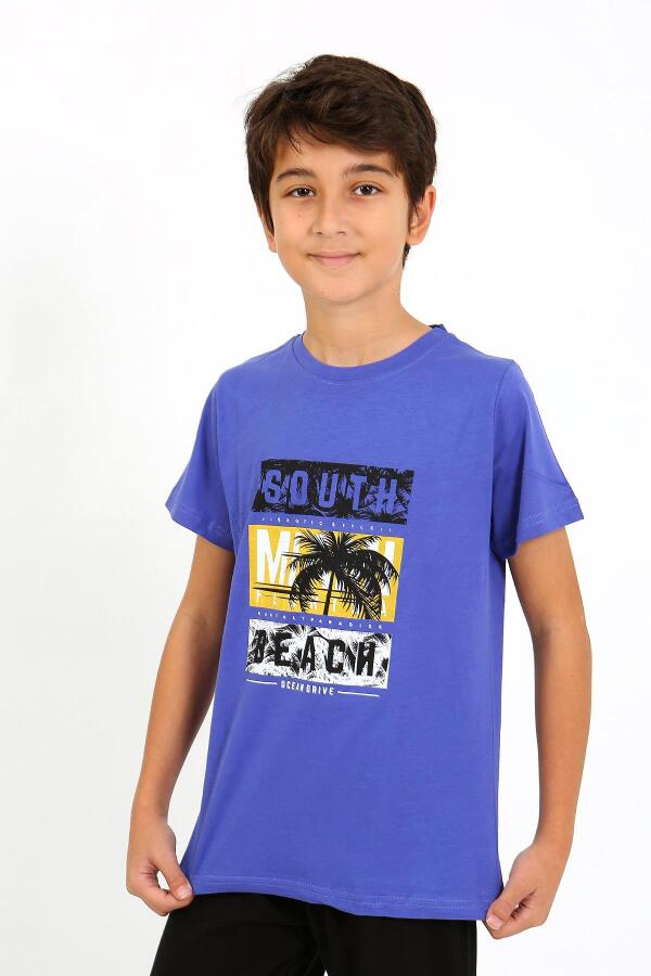 Erkek Çocuk Kısa Kol Penye Pijama Takım 20758 Saks - 5
