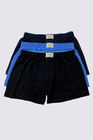 Erkek Çocuk Pamuklu Düz Klasik Rahat Kesim Boxer 3'lü Paket Renkli - 3