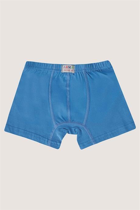 Erkek Çocuk Pamuklu Yumuşak ve Esnek Likralı Boxer 3'lü Lacivert Gri Mavi - 4