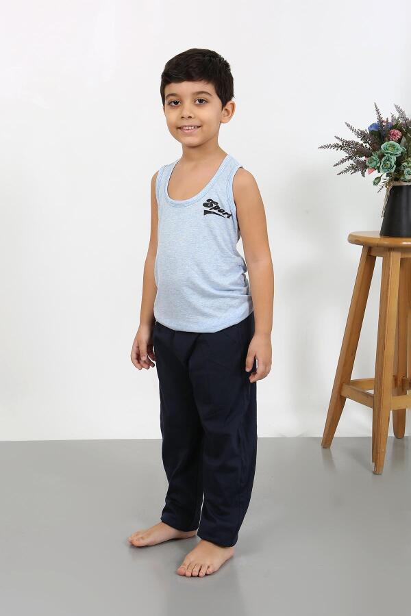 Angelino Erkek Çocuk Sıfır Kol Penye Pijama Takım Mavi 20439 - 1